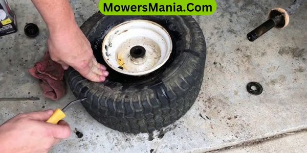 how to fix a flat riding mower tire